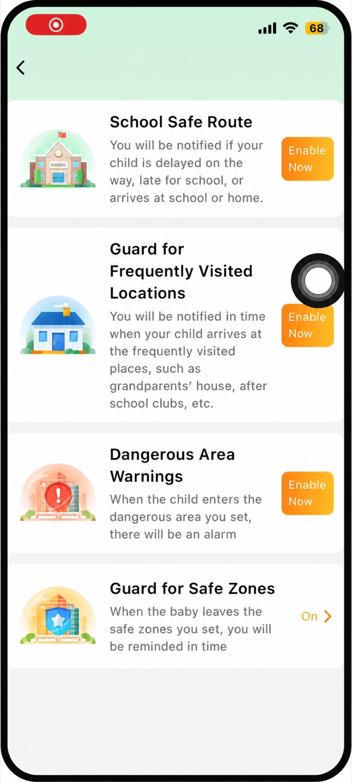 Safe routes & zone alerts